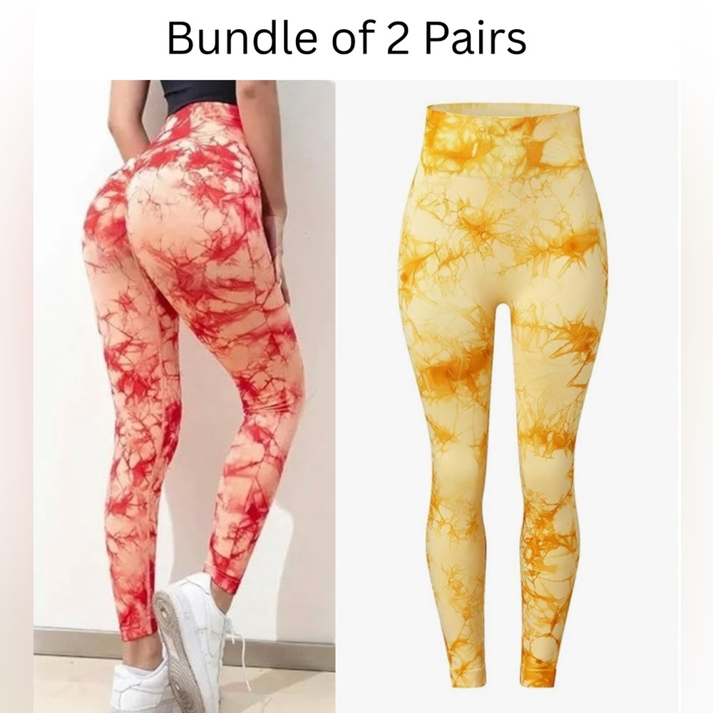 Zeraoke Seamless Yoga Scrunch Tights Leggings- Bundle of 2 - Size M